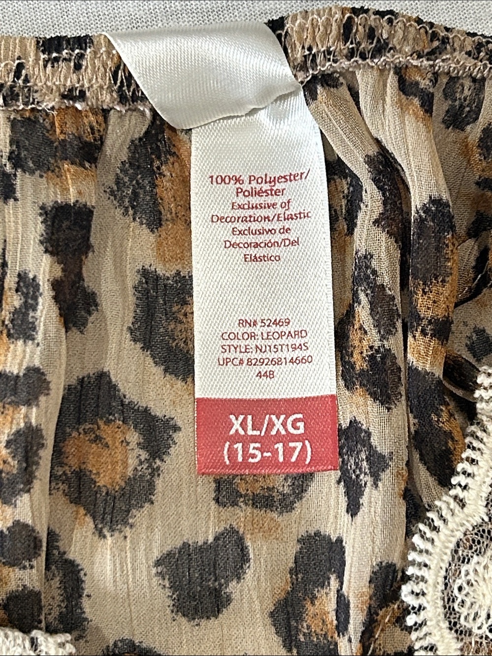 No Boundaries Leopard Print Top in Tan, Black & Brown Sz XL - Picture 4 of 7